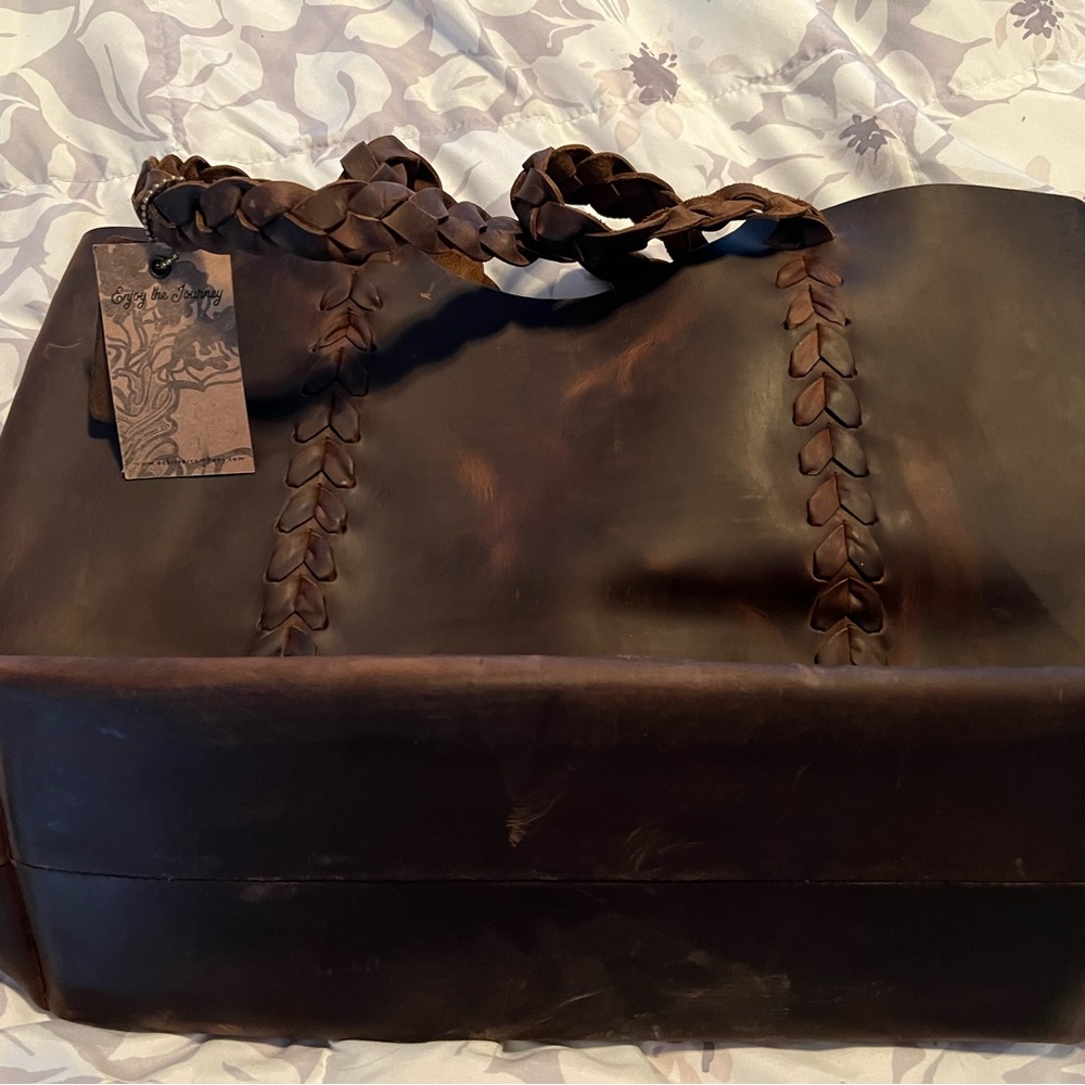 Oak River Chocolate Leather Tote